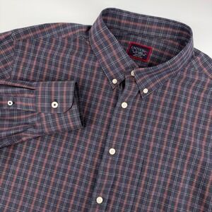 UNTUCKit Men's XL Slim Fit Wrinkle Free Plaid Button Down Shirt Blue Pink Orange